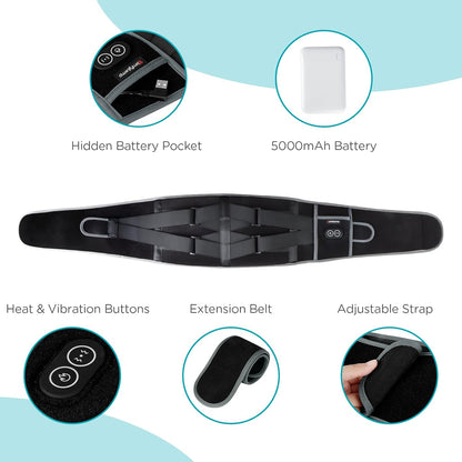 Comfytemp Cordless Heating Pad with Massager for Back, Gifts for Women Men | FSA Eligible HSA, Portable Lower Back Massager, Rechargeable Wireless Electric, Birthday Mom Dad Seniors 3 Heat 30mins, Grey
