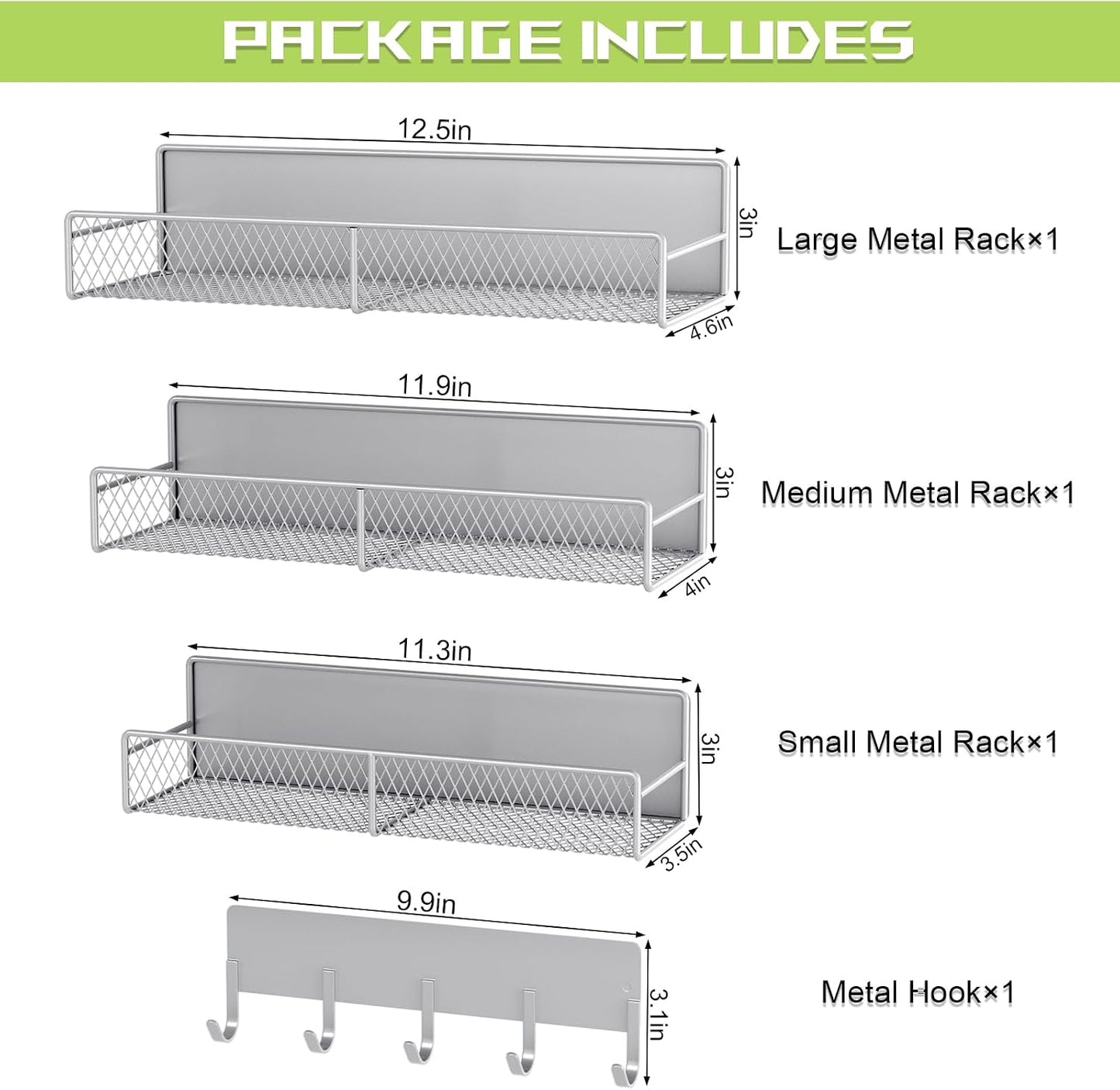 4 Pack Magnetic Shelves for Washing Machine, Heavy-Duty Magnetic Laundry Organizer with Hooks, Washing Machine Shelf for Refrigerator, Metal Storage Baskets, Closet & Laundry Room Organization(Black)