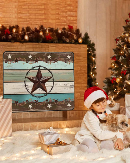 Magnetic Fireplace Cover Texas Star Teal Blue Fireplace Screen Decorative Farm Wood Grain Insulation Fireplaces Blocker Blanket Save Energy Fireplaces Draft Stopper Covers for Living Room 39x32 Inch