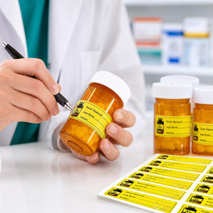 1000 pcs Date Opened Date Expired Stickers 1.5 x 0.5 inch Medication Instruction Pharmacy Expiration Date Drugstore Label Drug Pills EXP Dates Sticker for Inventory Pills Organized