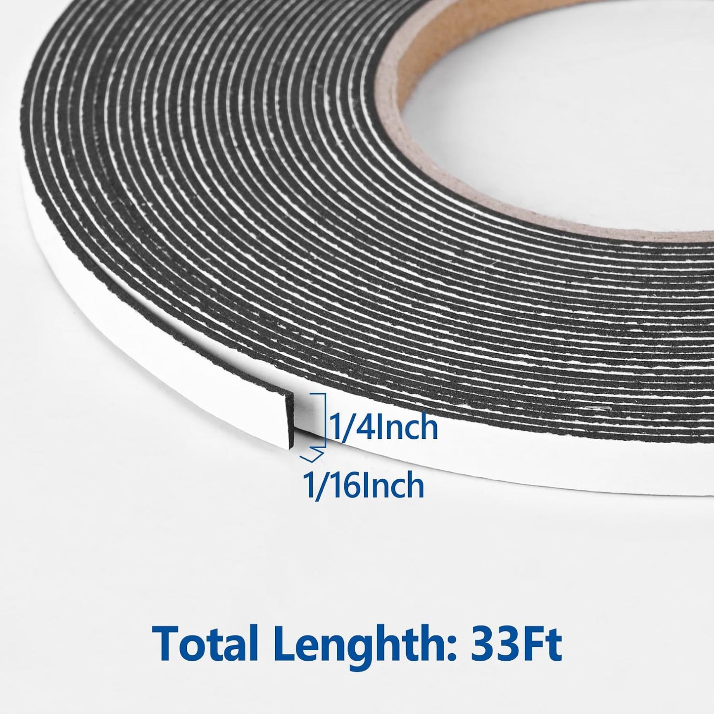 Kikerike Self Adhesive Foam Tape Weatherstrip 1/2In x 1/4In x 42Ft High Density Foam Insulation Strips Seal Weather Stripping with Strong Adhesive for Door and Window Sound Isolation Soundproofing