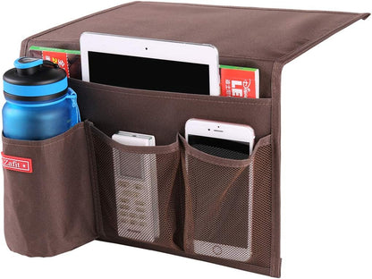 Zafit 5 Pockets Bedside Caddy, Bedside Storage Organizer for Water Bottles, Magazines, Phone, Glasses (5 Pockets-Grey)