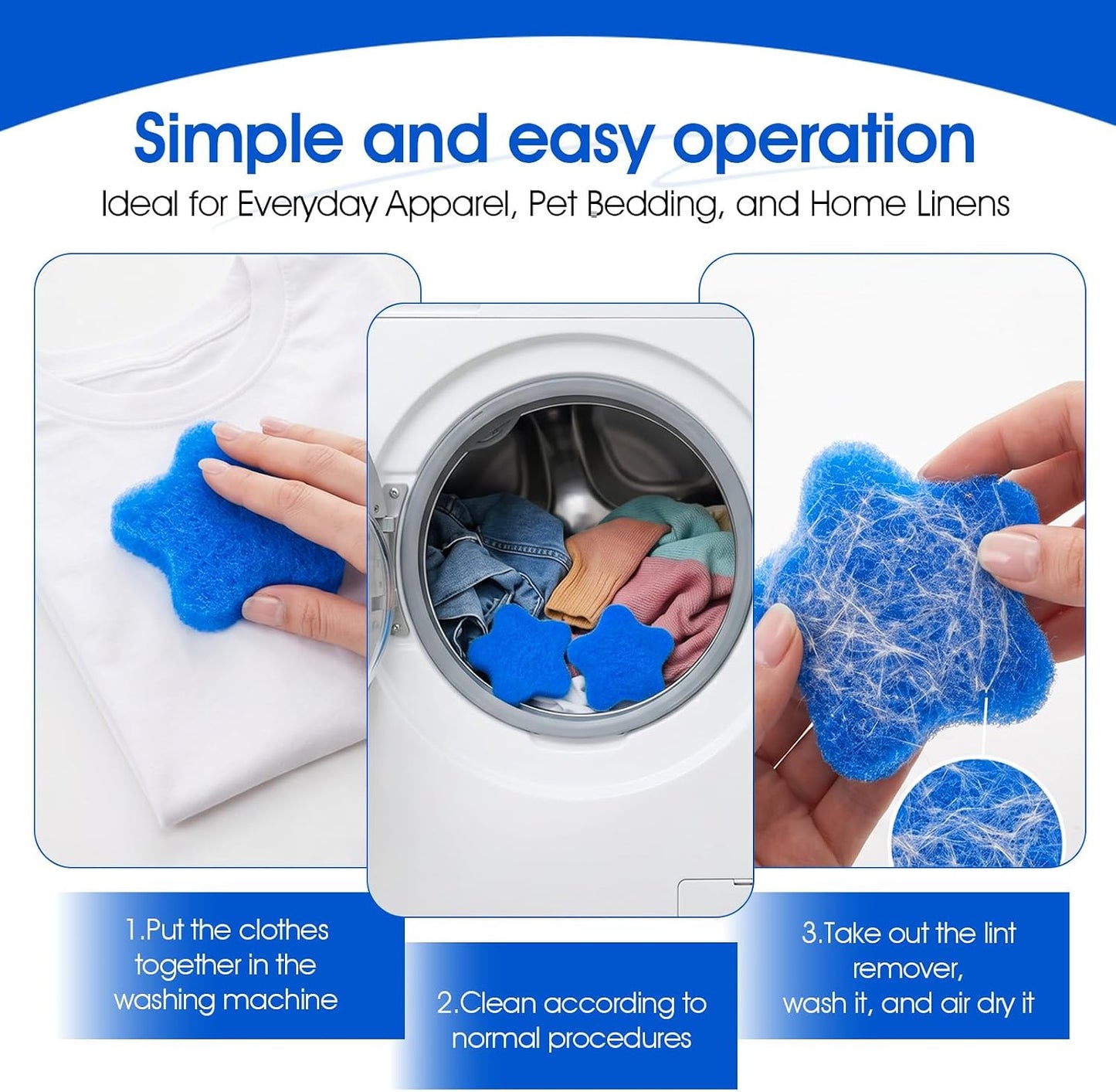 6PCS Dog Cat Hair Remover Reusable Pet Hair Catcher for Laundry | Laundry Pet Hair Remover, for Washing Machine Dryer, Effectively Remove Pet Hair Lint Dander, from Bedding Clothing