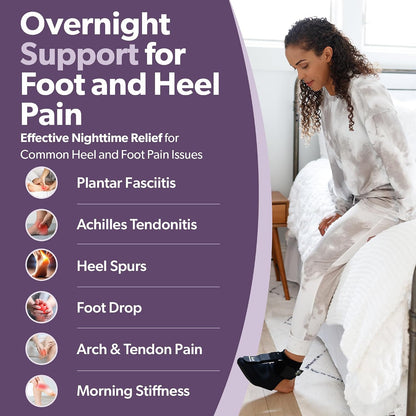 BraceAbility Plantar Fasciitis Night Splint Sock - Plantar Fascia Boot for Sleeping, Achilles Tendonitis Relief, Foot Drop, Heel Pain - Planter Facetious Brace for Women and Men - Gray (L)