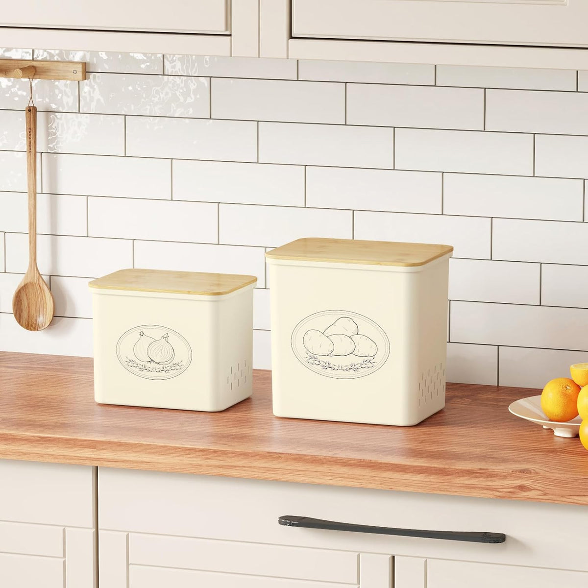 Lifewit Plastic Potato and Onion Storage Bin Box, Set of 3, White