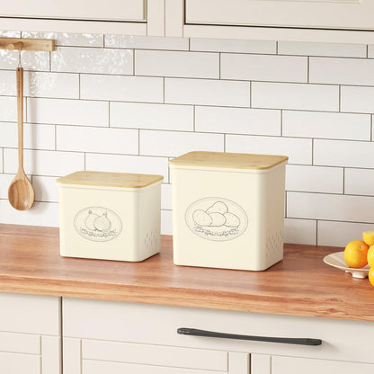Lifewit Plastic Potato and Onion Storage Bin Box, Set of 3, White