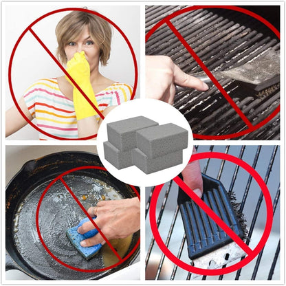 Grill Cleaning Stones Heavy Duty Griddle Bricks Flat Top Griddle Cleaning Stone Block Removing Stains for BBQ-3 Pack with Handle
