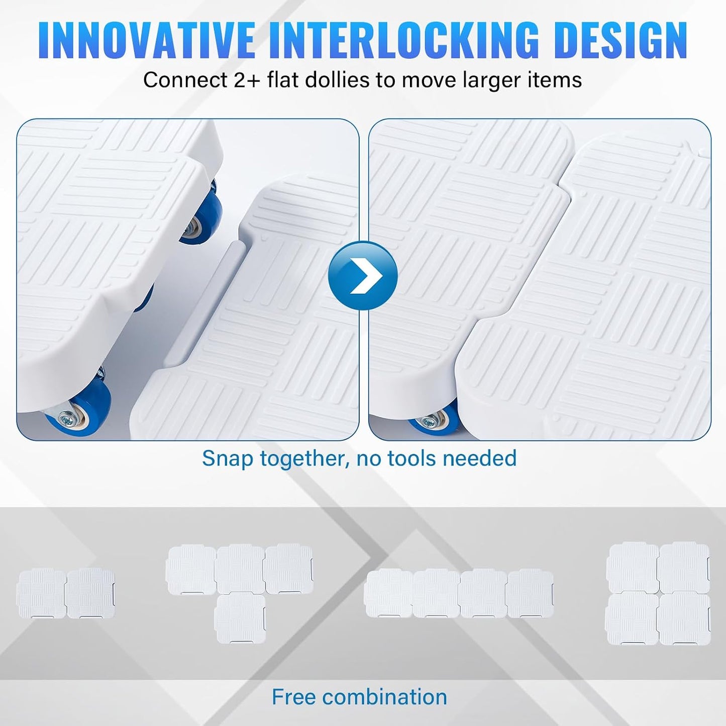 Appliance Rollers,Furniture Sliders,4 Moving Dollys Connectable | 360° Rotation Furniture Dolly Heavy Duty Furniture SlidersTool Set Moving Refrigerator Sliders Sofa Moving Sliders