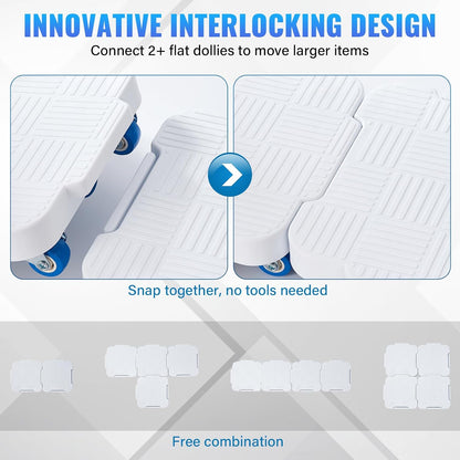 Appliance Rollers,Furniture Sliders,4 Moving Dollys Connectable | 360° Rotation Furniture Dolly Heavy Duty Furniture SlidersTool Set Moving Refrigerator Sliders Sofa Moving Sliders