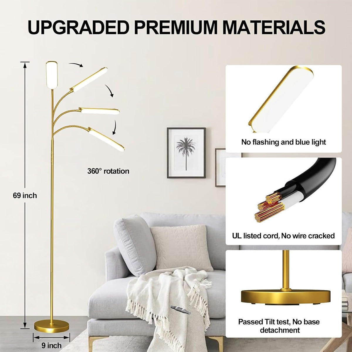 marctronic Floor Lamp, 18W 1800LM Super Bright LED Floor Lamp with Remote & Works with Smart Plug, Dimmable Timing Eye Caring Reading Lamps Floor Standing for Living Room Bedroom Office