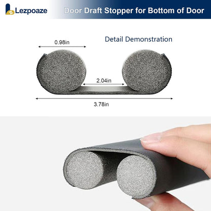 Door Draft Stopper for Bottom of Door - Adjustable Under Door Sweep, No Adhesive, Blocks Cold Air, Hot Air, Noise, Light & Bugs, Weather Stripping Gap Filler, Easy Install, 36" Length, Grey