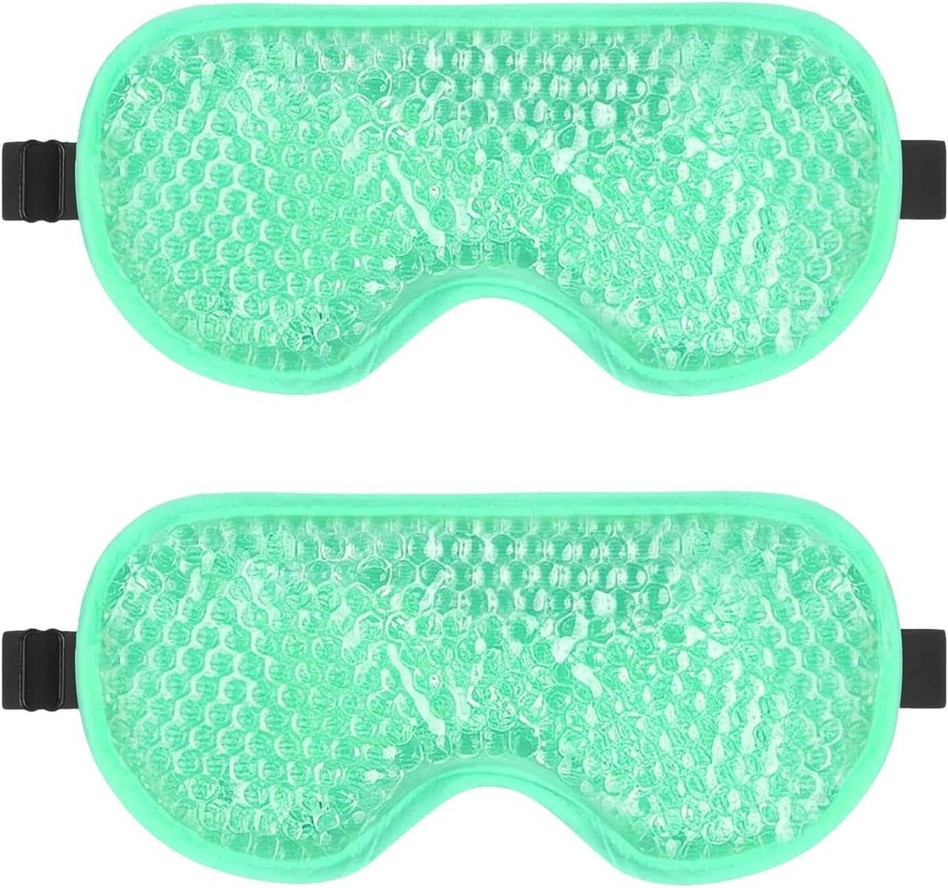 Adjustable Gel Eye Mask for Hot & Cold Therapy – Cooling & Heated Eye Pack for Puffy Eyes, Dry Eyes, Headache Relief & Relaxation, Green (Pack of 2)