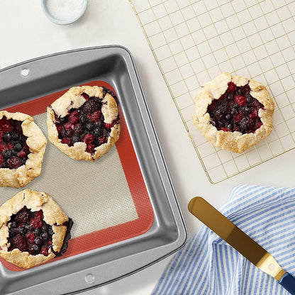 AMYONE 11x11 Silicone Baking Mat, Square Air Fryer Liner, Platinum, 2 Pack | For 11x11 Square Cake Pan/Cheesecake Pan/Toaster Oven/XL Air Fryer, Food Grade Silicone Baking Sheet Liner for Cake/Cookie