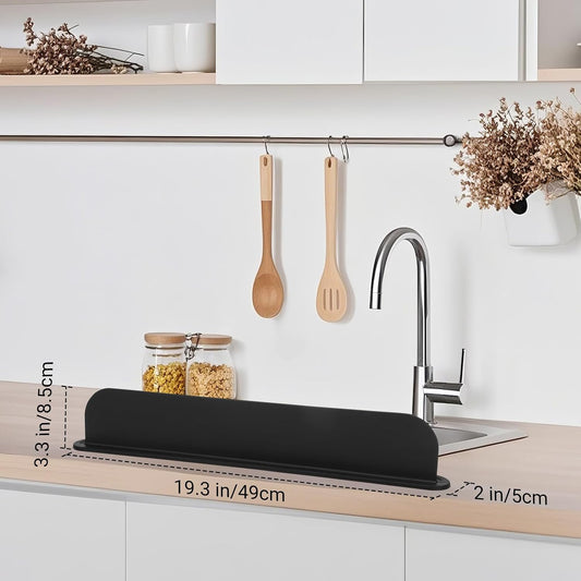 19.3 inch Silicone Sink Splash Guard, Splash Guard for Kitchen Sink Area, Backsplash Protector for Kitchen Countertop & Bathroom Bathtub with Non-Slip Strong Suction, White
