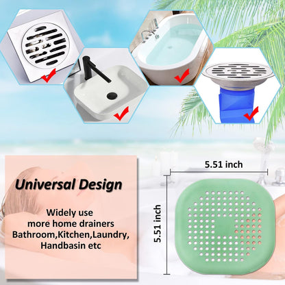 Bovinde Hair Drain Catcher,Square Cover for Shower 2 Pack (Black) | Drainer Cover Silicone Hair Stopper with Suction Cups,Protector Accessories,Easy to Install Suit for Bathroom,Bathtub,Sink
