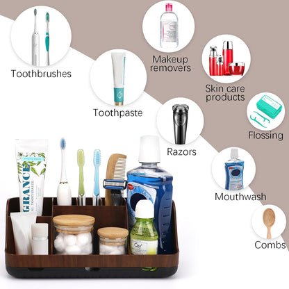 GFWARE Black Toothbrush Holder - 7 Slots Bathroom Organizer Countertop with Drainage Matte Black Electric Toothbrush and Toothpaste Holder for Bathroom Accessories Organization Vanity Sink Storage | Detachable 7 Slots Matte Black Kid Electric Toothbrush