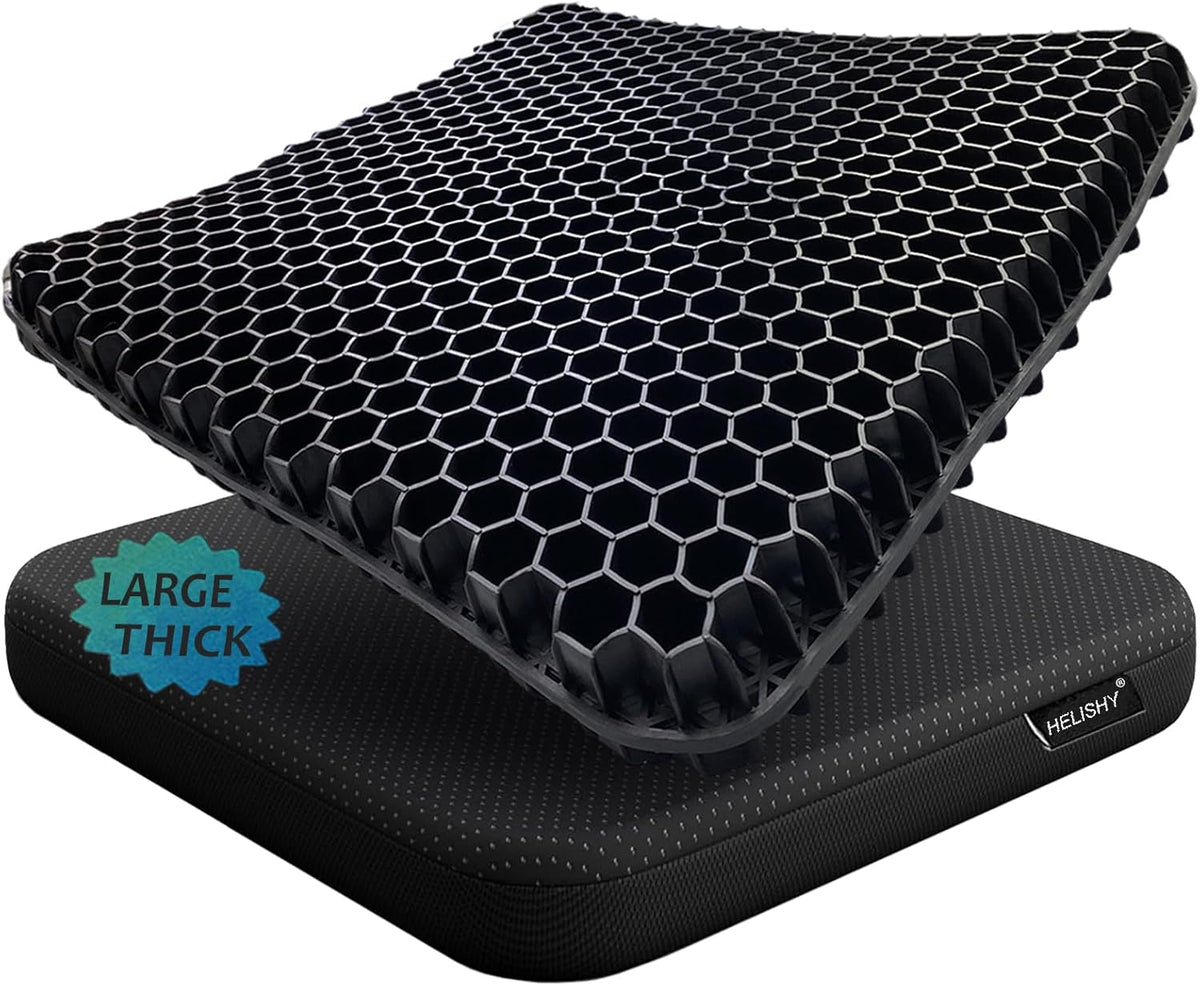 Gel Seat Cushion for Long Sitting Pressure Relief(Super Large&Thick) -Wheelchair Cushion for Pressure Sores - Coccyx,Sciatica & Tailbone Pain Relief Cushion- Non-Slip Butt Pillow for Office, Home, Car