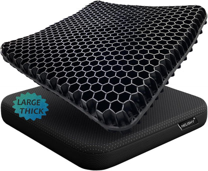 Gel Seat Cushion for Long Sitting Pressure Relief(Super Large&Thick) -Wheelchair Cushion for Pressure Sores - Coccyx,Sciatica & Tailbone Pain Relief Cushion- Non-Slip Butt Pillow for Office, Home, Car