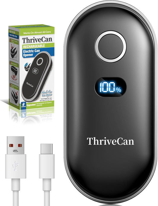 Rechargeable Electric Can Opener – One-Touch for Seniors & Arthritis & Weak Hands, Smooth-Edge Side-Cut, Hands Free & Easy, Ergonomic Design Works on All Can Sizes, Ideal Kitchen Gift Black