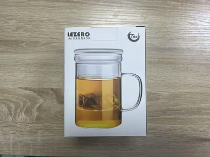 Glass Tea Infuser Cup with Lids and Handle for Blooming & Loose Leaf, 14oz | Borosilicate, Heat Resistance, Lead-free, Microwave & Dishwasher Safe