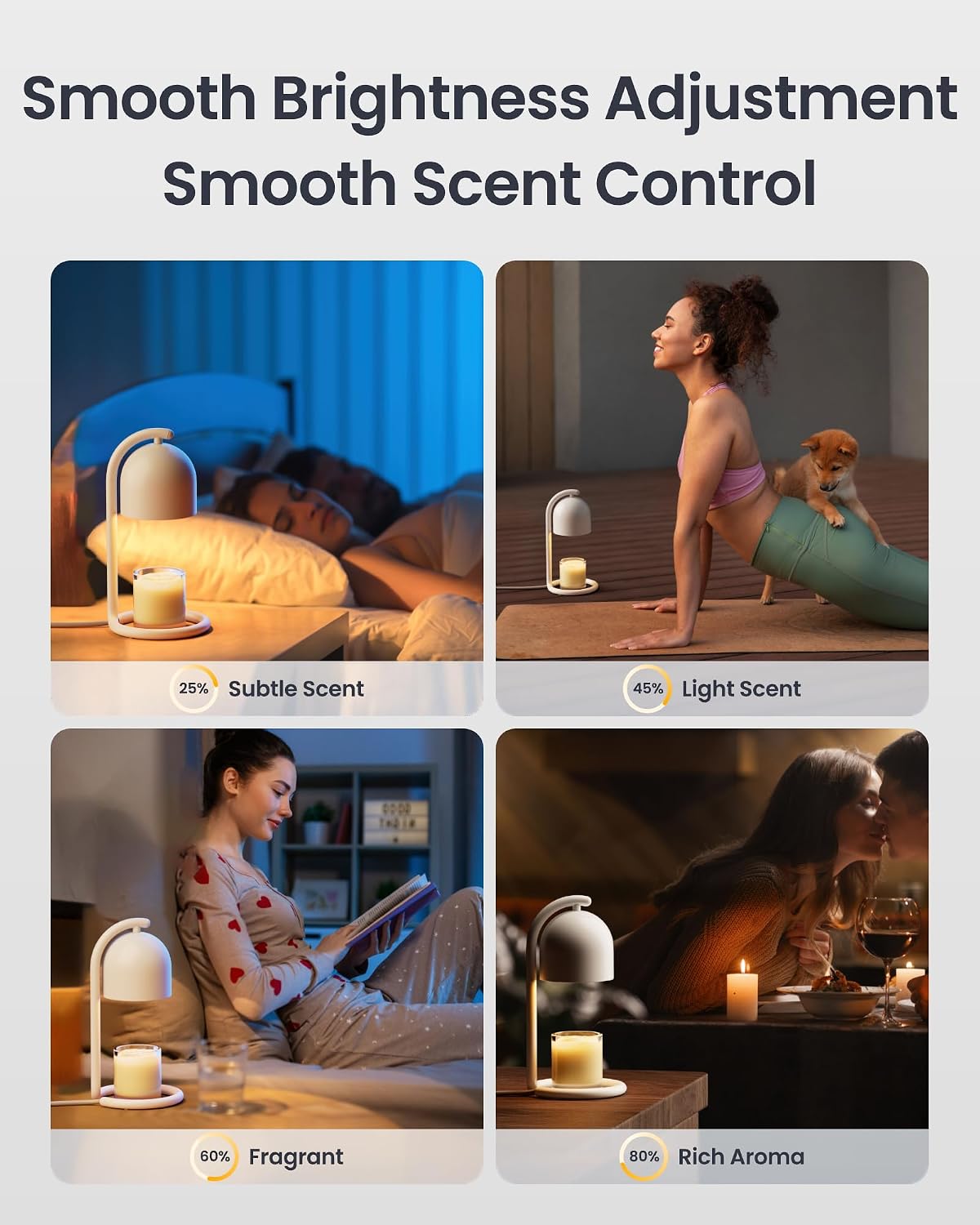 SwitchBot Smart Candle Warmer Lamp App & Voice Control, Flameless Wax Melter with Timer, Bulb x2, for Jar Candles, 1%-100% Dimmable, Matter for Apple Home & Alexa, Women Birthday Housewarming Gift