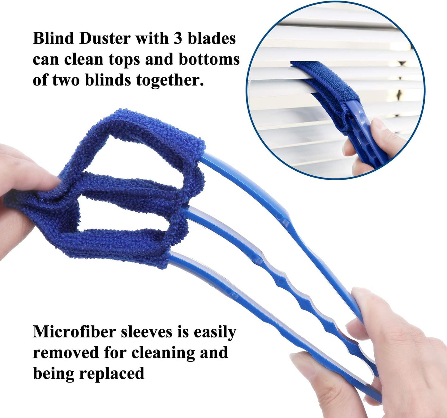 Hiware Window Blind Cleaner Duster Brush with 5 Microfiber Sleeves - Blind Cleaner Tools for Window Shutters Blind Air Conditioner Jalousie Dust