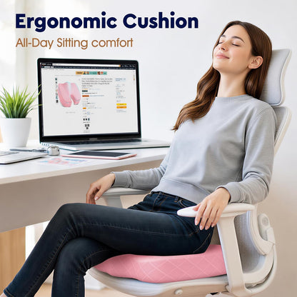 TushGuard Seat Cushion, Memory Foam Office Chair Cushion - Black, Large