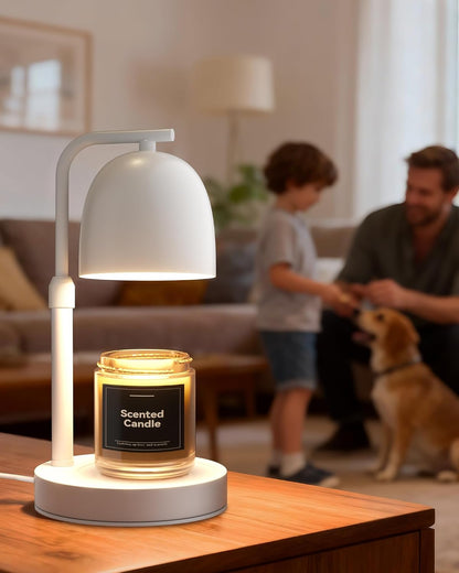 Candle Warmer Lamp with Timer Dimmable, Adjustable Height Black Candle Warmer for Jar Candles, Birthday Gifts for Women & Men, Office Decor, House Warming Gift, Wax Melt Warmer with 2 Bulbs