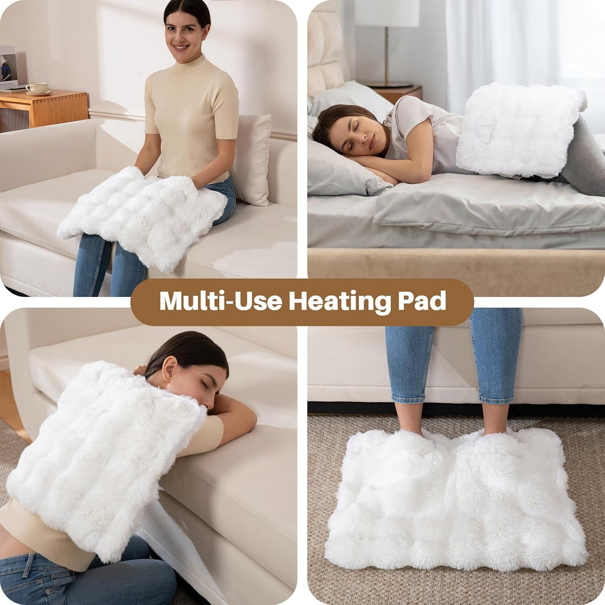 Electric Foot Warmer, Luxury Faux Fur Heating Pad for Feet Pain Relief Cramp, Heated Foot Warmer for Under Desk & Bed with 3 Heat Settings & 2H Auto-Off, ETL Certified, 20x22 Inch, Dark Grey