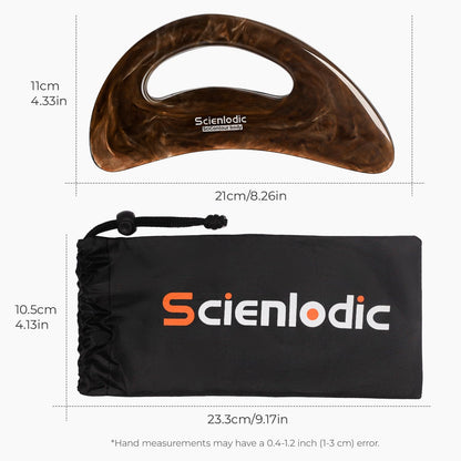 Scienlodic Gua Sha Massage Tool with Handle (Resin) Larger Guasha Scraping Tool for Back Neck Face Leg Massage, Lymphatic Drainage, Cellulite Remove - Large