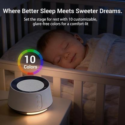 White Noise Sound Machine with 20 Soothing Sounds, 10 Colors Night Light Sleep Machines Home Office Travel, 5 Timers and Memory Feature Sound Machine for Nursery Baby Kids Adults (White)