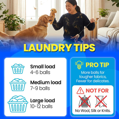 PHOBA 15-Pack Fabric Softening & Pet Hair Laundry Balls, 2.3-Inch Reusable Anti-Tangle Dryer Balls, Dog & Cat Fur Lint Catcher for Clothes and Bedding, Multi-Functional Fabric Care Set