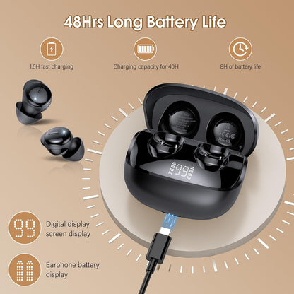 Sleep Earbuds Bluetooth 5.4, Mini Light-Weight Headphones for Side Sleepers | Features Sleep Mode & Built-in White Noise for Relaxing. 48H Battery & Clear Calls. Perfect Mini Earphones for Sound Sleep