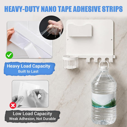Metal Bedside Wall Shelf, No Drill Floating Bedside Shelf Wall Organizer | Bedside Wall Shelf with Detachable Cup Holder for Bedroom, Dorm, Nightstand Alternative, Bunk Bed Accessories & RV Storage
