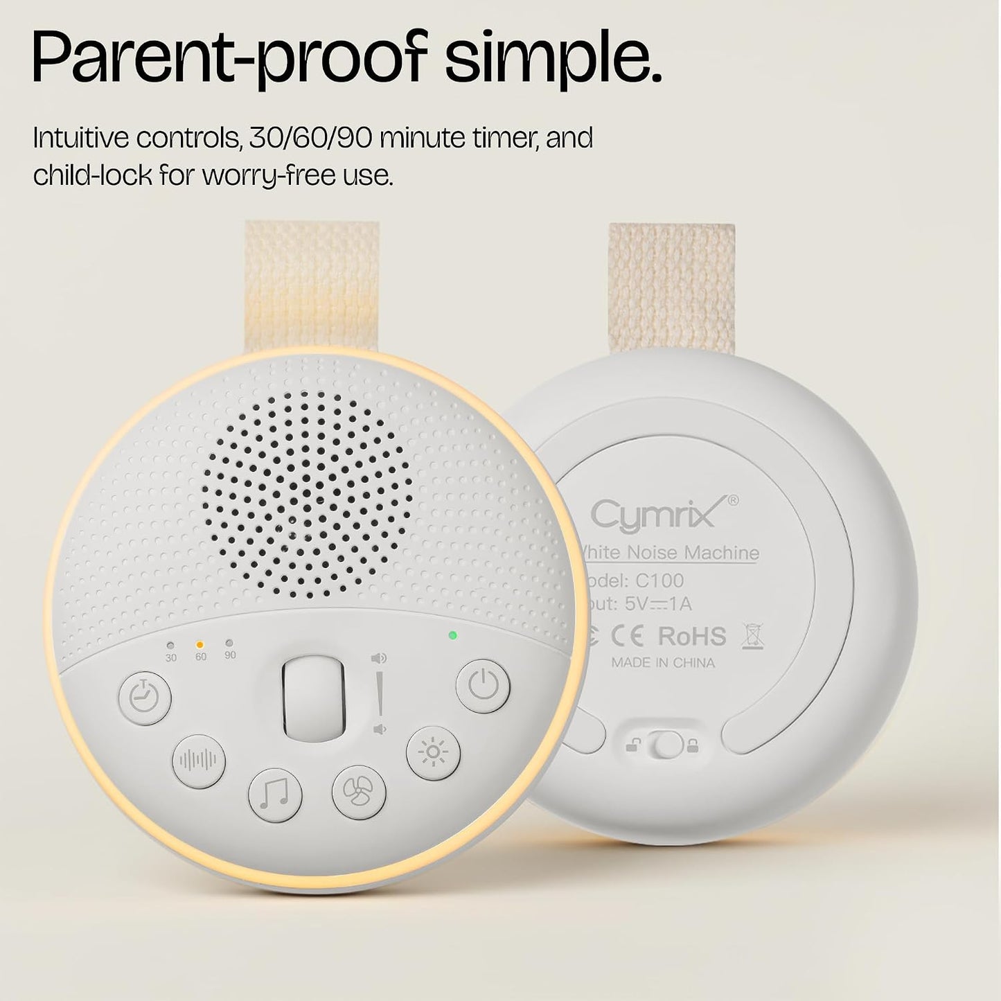 White Noise Machine for Baby & Adults with 21 Relaxing Sounds & Adjustable Night Light, Rechargeable & Portable Sleep Aid for Home & Travel
