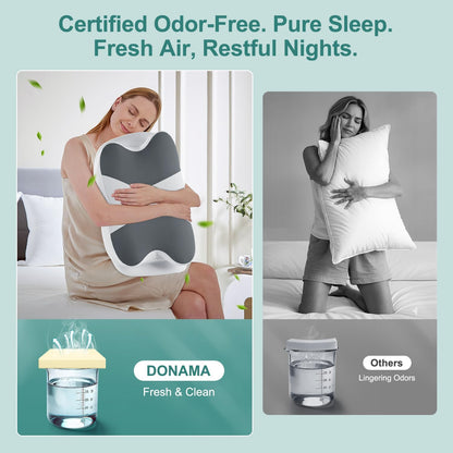 DONAMA Contour Cervical Neck Pillow for Neck Pain Relief | Queen,Ergonomic Dual-Height,Odorless Memory Foam,Side/Back/Stomach Sleepers,Cooling Hypoallergenic Cover,OEKO-TEX Certified