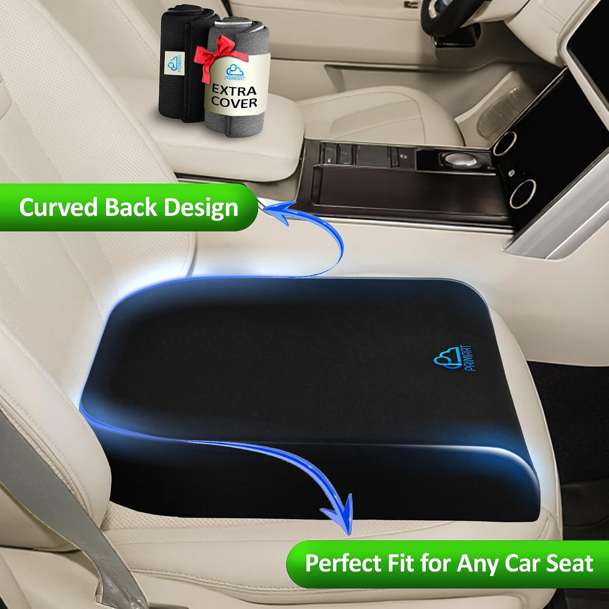 Memory Foam Seat Cushion, Ergonomic Office Chair Cushion for Back, Coccyx, Sciatica & Tailbone Pain Relief and Pressure Relief – Ideal for Car Seat, Wheelchair, Stadium & Recliner, Extra Cover (Gray)