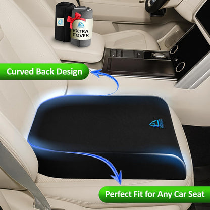 Memory Foam Seat Cushion, Ergonomic Office Chair Cushion for Back, Coccyx, Sciatica & Tailbone Pain Relief and Pressure Relief – Ideal for Car Seat, Wheelchair, Stadium & Recliner, Extra Cover (Gray)