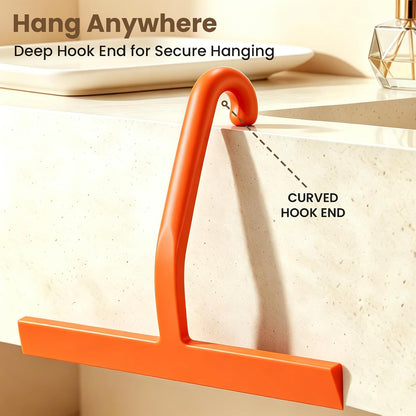 10 Inch Silicone Shower Squeegee for Glass Doors, Streak-Free, Black | No-Squeak Silicone Blade, Ergonomic Round Grip and Built-In Hook for Quick Daily Cleaning of Shower Glass, Tile and Windows