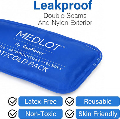 LotFancy Gel Ice Packs, 2pc Reusable Hot Cold Pack for Therapy, Heating Cooling Gel Pad, Pain Relief for Face, Head, TMJ, Wisdom Teeth, Oral Facial Surgery, Sport Injuries, Migraine, Muscle Joint