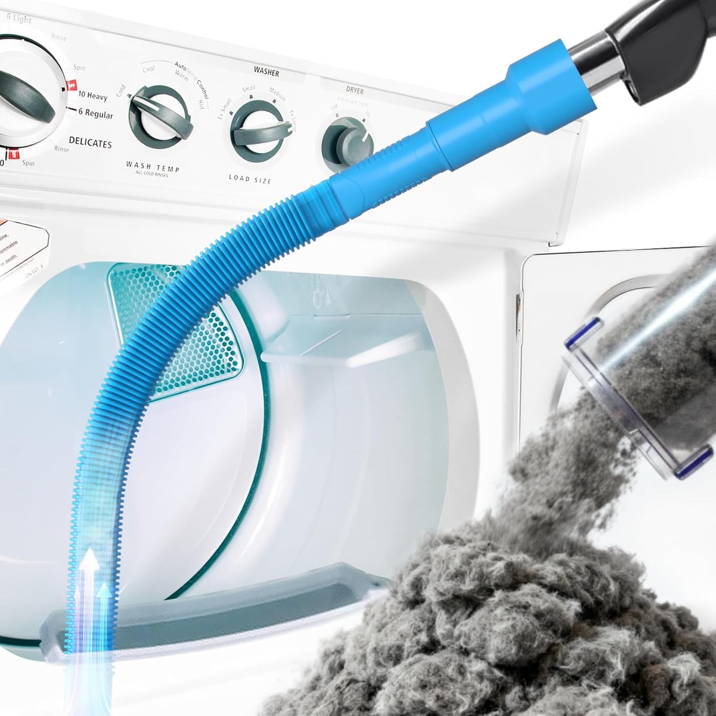 Holikme Dryer Vent Cleaner Kit – Blue Lint Vacuum Attachment | Dryer Vent Vacuum Hose Replacement Parts Reach Deep Inside Vents - Remove Hidden Lint, Speed Drying & Reduce Fire Risk