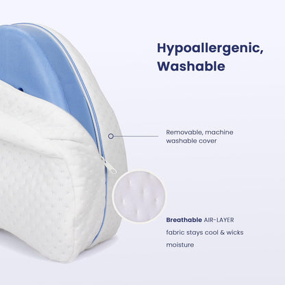 Contour Legacy Cool Leg & Knee Foam Support Pillow for Side Sleepers Soothing Relief for Back, Hips, Knees, Joints, Nerves & Muscles