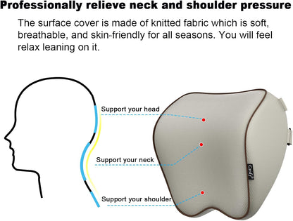 Crofy 2-Pack Car Neck Pillow, Headrest Pillow with Adjustable Strap, Black | Soft Memory Foam; Ergonomic Design Fits Most Car & Office Chairs; Breathable Removable Pillow Cover Is Machine Washable
