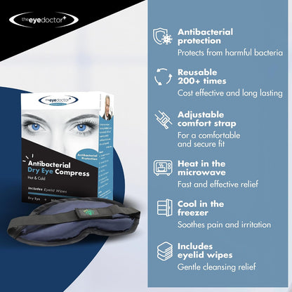 The Eye Doctor Hot Compress for Eye - Helps Dry Eye & Blepharitis - Reusable Eye Mask - Heated Eye Mask for Dry Eyes - Warm Compress for Dry Eyes - Heated Eye Mask for Stye