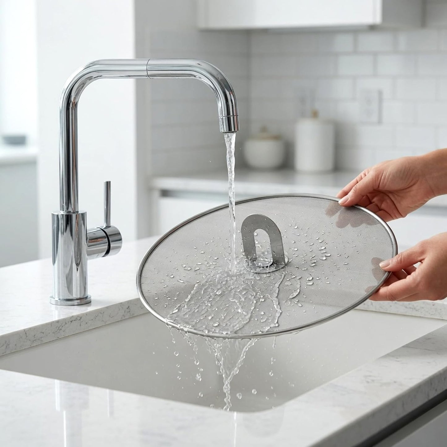 Homestia Splatter Screen for Frying Pan, 10 Inch Grease Splatter Guard | 304 Stainless Steel Ultra Fine Mesh Lids, Splatter Screen for Cooking, Rust-Free - No Oil Mess, No Burns, with Fold Flat Knob