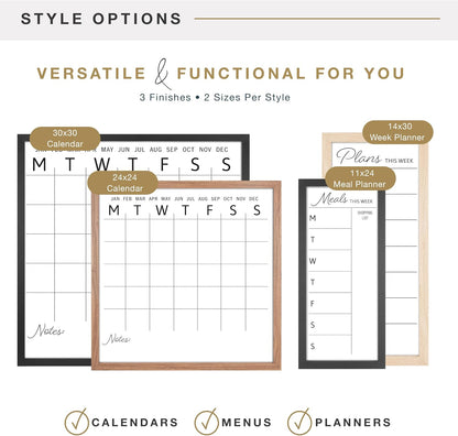 MCS Dry Erase Weekly Meal Planner Black Framed Calander Whiteboard, 11x24 | Dry Erase Weekly Meal Planner Black Framed Calander Whiteboard Frame, 11x24 Inch