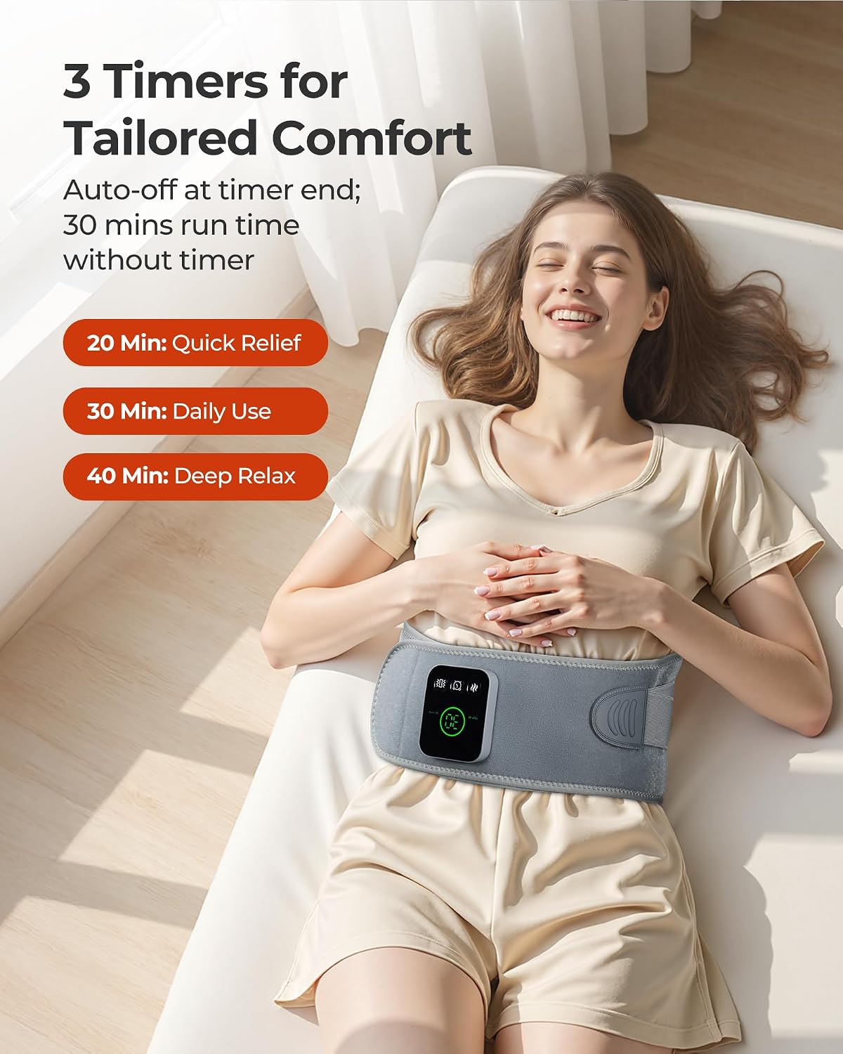 Cordless Heating Massage Pad Customizable Pain Relief with 3 Heat 3 Vibration 3 Timer Settings Wearable and Rechargeable for Back Menstrual Cramps Thoughtful Unisex Gift