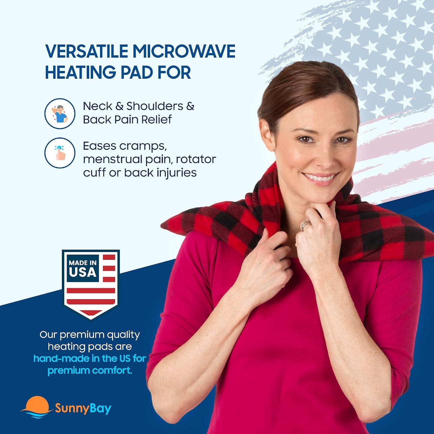 SunnyBay Extra Large Microwave Heating Pad, Microwavable Heavy Weighted Full Body Moist Hot Pack and Washable Fleece Cover, 10x24 Inches, 2.8 lbs, Navy Blue