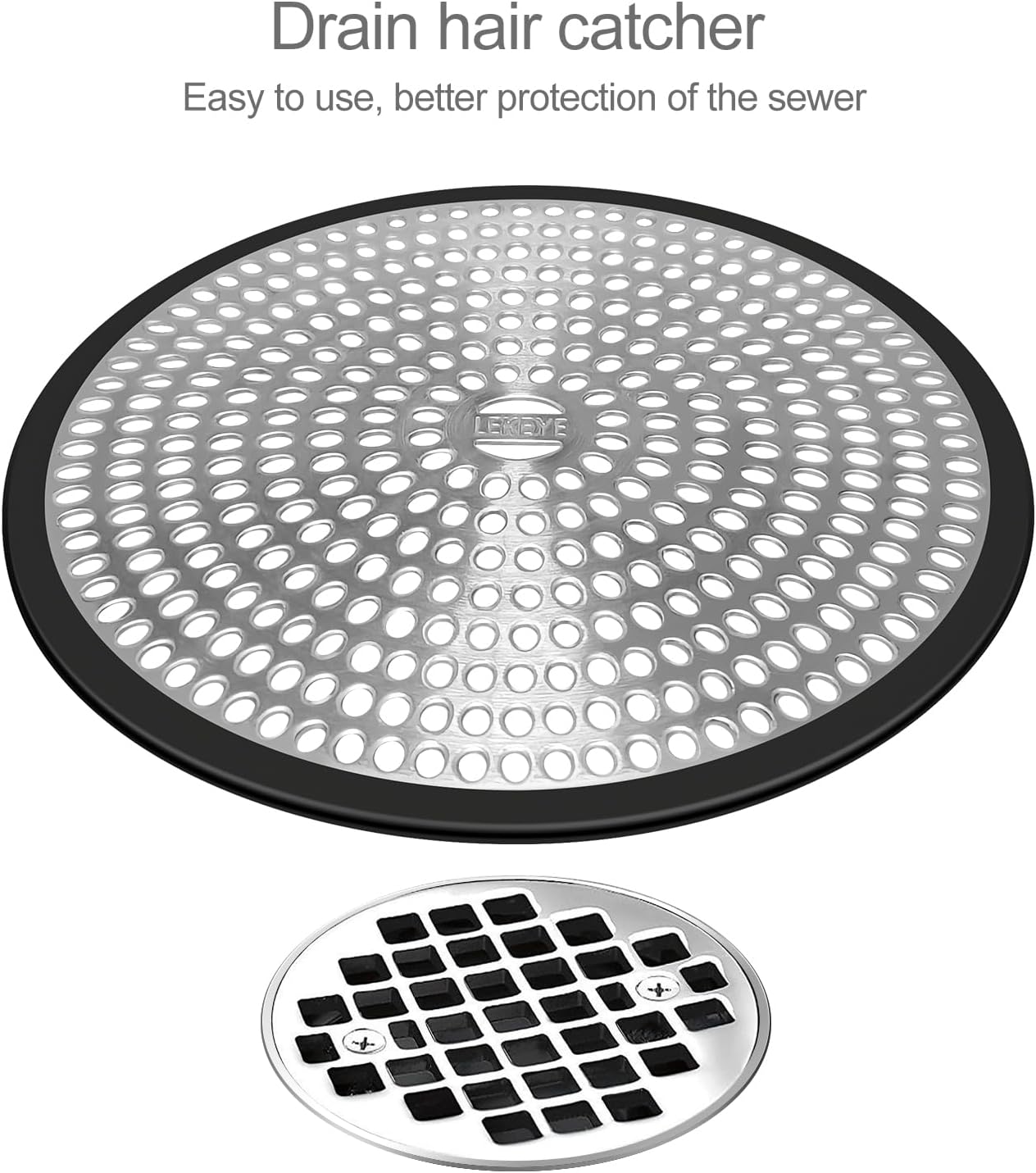 LEKEYE Shower Drain Hair Catcher/Strainer/Stainless Steel and Silicone
