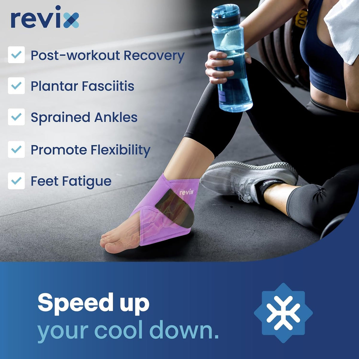 REVIX Ankle Ice Pack Wrap for Plantar Fasciitis & Foot Pain Relief